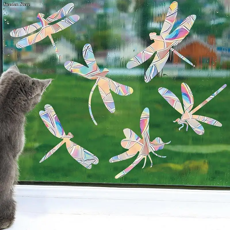 1 Set Rainbow Prism Electrostatic Glass Stickers PVC Butterfly Static Window Stickers Sun Catcher Home Decor Wall Decal window stickers