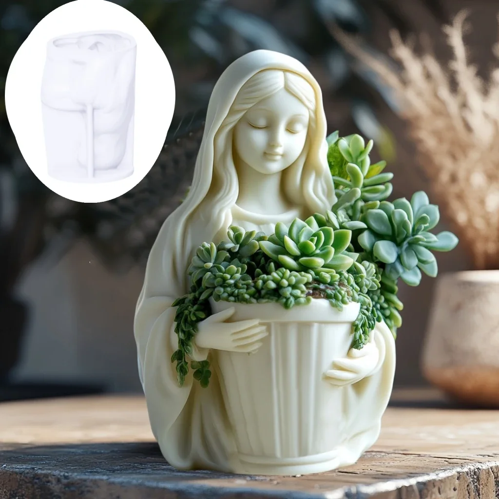 Silicone Mold Grandpa Succulent Plant Pot Resin Silicone Mold Santa Claus Storage Box Concrete Mould Beard Grandpa Candle Cup Gypsum Molds