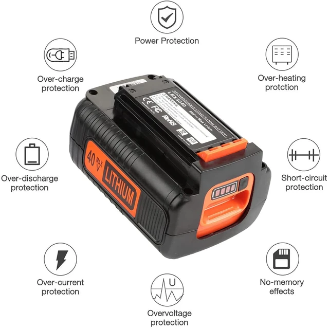 40V MAX Lithium Ion Battery Replace for Black and Decker 40 Volt LBXR36  LBX2040