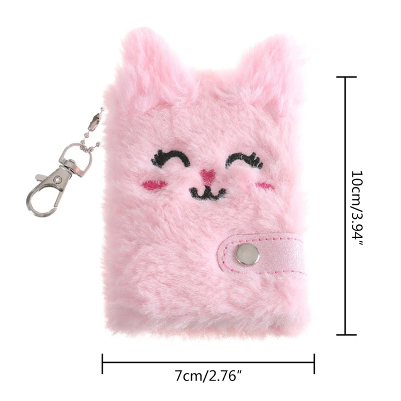 Pocket Notebook Fluffy Plush Notepad with Keychain Portable Address Book for Children Adult Note Taking Writing Drawing