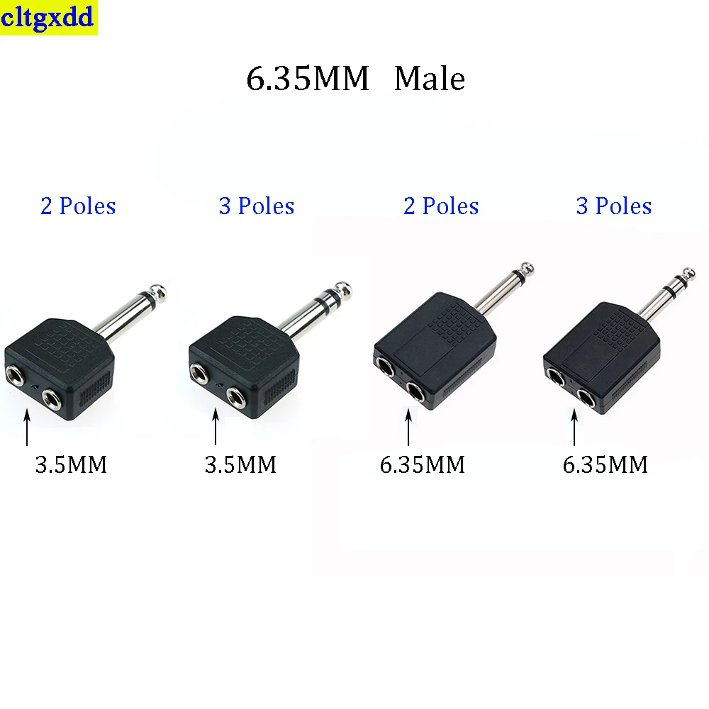 

Cltgxdd 1/4 "stereo audio jack plug adapter male to female 3.5MM/6.35mm dual mono headphone microphone Y splitter converter