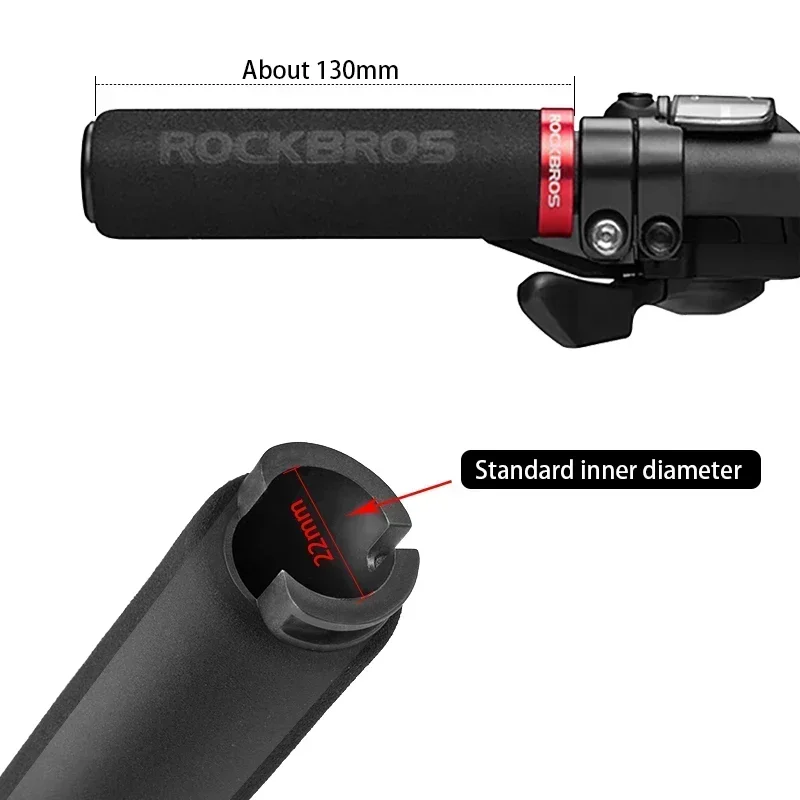 Bicycle Handlebar Grips Bicycle Accessories ROCKBROS Sponge MTB Grips With Dust Plug Ultralight Bicycle Handlebar Cover Anti-skid Cozy Bike Handle Alloy Cycling Accessories