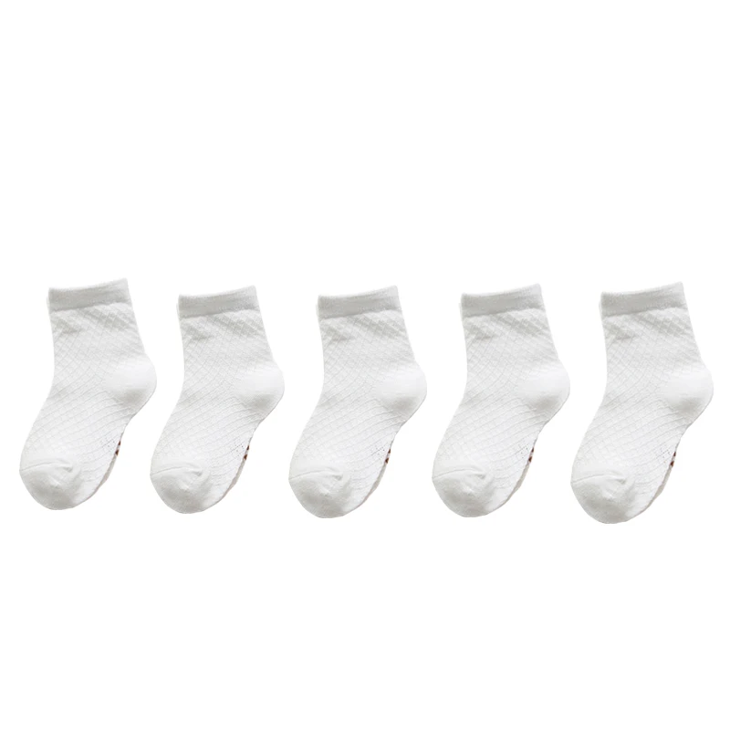 Children's Mesh Socks Medium Tube Pure Cotton Spring Summer Boys and Girls Thin White Socks Babies Breathable Socks 5Pairs 6