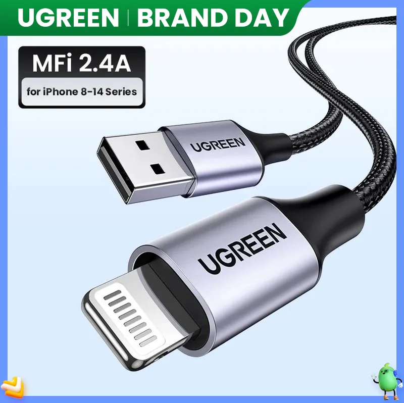 Cavo Usb Ugreen Mfi Per Iphone 14 13 12 Pro Max 2.4A Cavo Lightning A Ricarica Rapida Per Cavo Dati Mini Telefono Ipad
