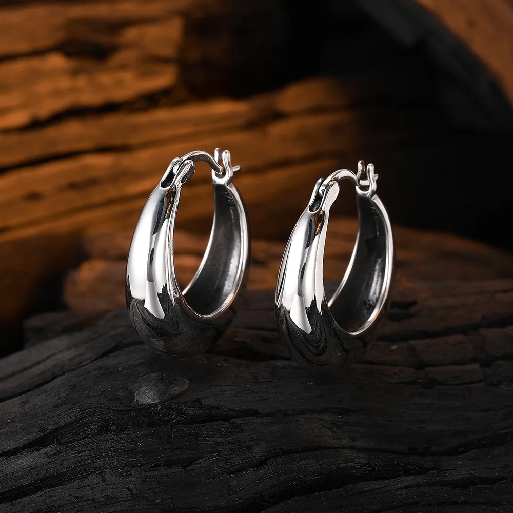925 Sterling Silver U Shape Hoop Earrings For Women Wedding Party