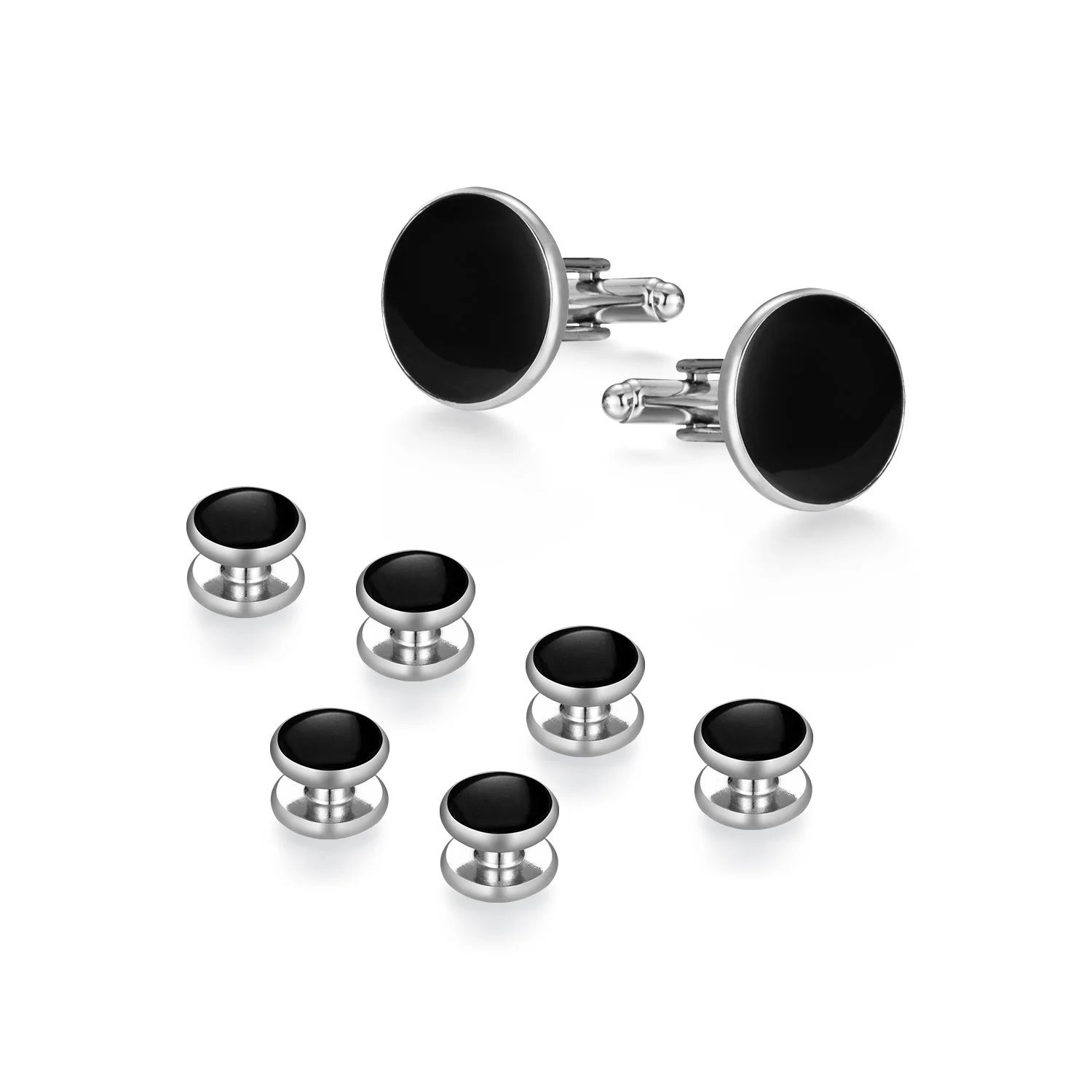 Men Wedding Accessories Wedding Cufflinks Tuxedo Studs Set for Men Accessories 1Pair Cufflinks and 6 PCS Tuxedo Studs Husband's Shirt Wedding Guest GIft