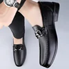 Cow Leather Men Metal Buckle Low Heel Loafers Fashion Handmade Moccasins Soft Leather Slip on Flats Man Footwear Driving Shoes 3