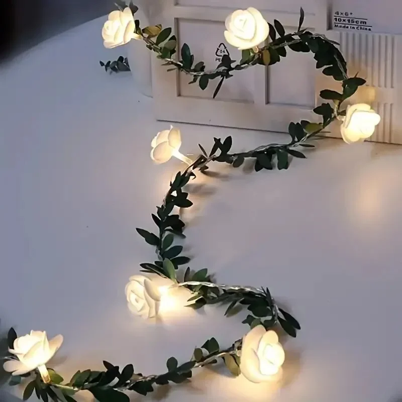 1PC 10 LED 장미 꽃 문자열 조명 배터리 구동 꽃 장미 밤 램프 결혼식 발렌타인 데이 파티 갈 랜드 장식