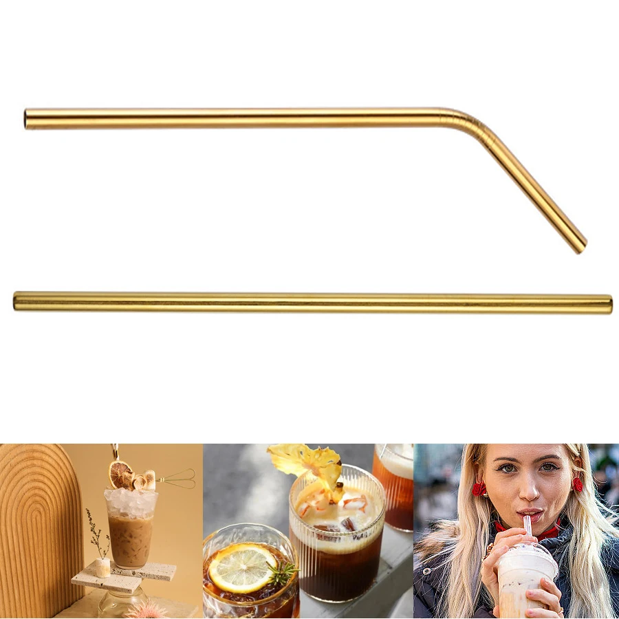 Eco-Friendly Stainless Steel Reusable Straw Set with Cleaning Brush – Perfect for Tumblers and Party Bars
