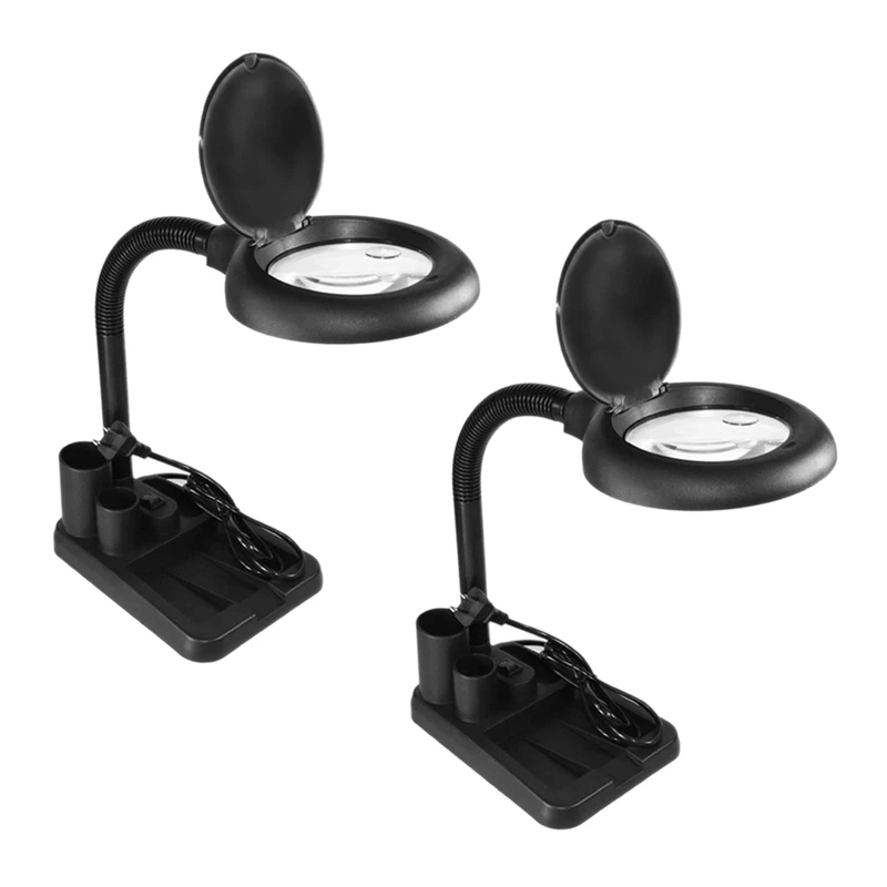 

2X LED Magnifying Lamp 5X 10X Magnifier With Light Table And Desk Lamp Floor Stand Magnifier Glass For Reading \US Plug