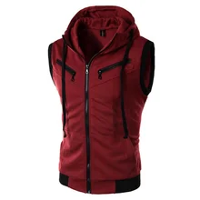 

Summer New Men's Hooded Sleeveless Vest Solid Color Casual Slim Fit Vest