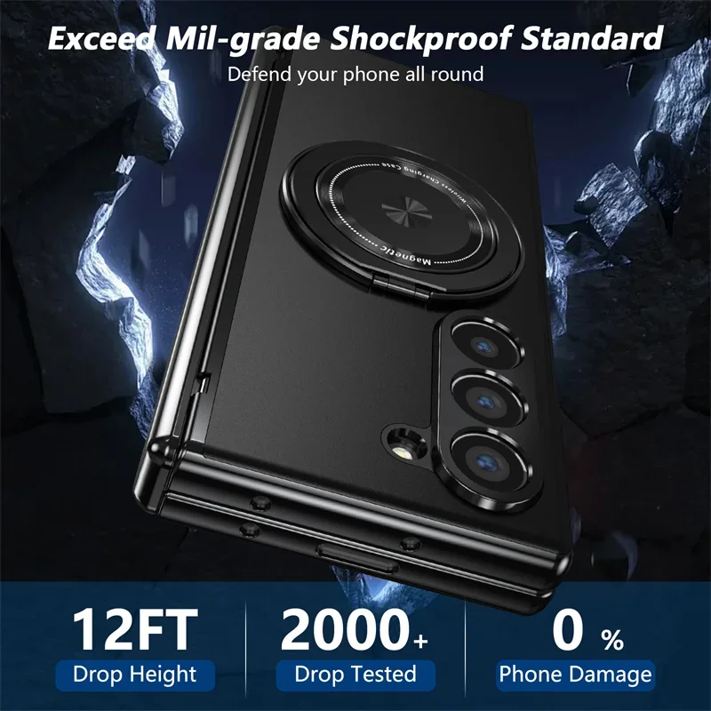 Premium Rotating Magnetic Car Holder Phone Case with Hinge Protection and Metal Alloy Back Cover