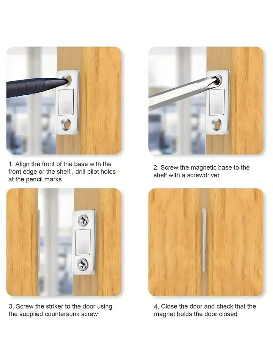 Magnetic Cabinet Catches Door Stops Magnet Invisible Soft-Catch Ultra-Thin Hidden for Furniture