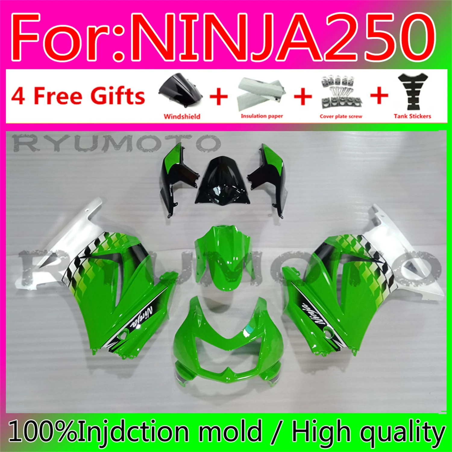 

New ABS Injection Mold Fairings Fit For Kawasaki Ninja 250R 2008 2012 kawasaki NINJA 250R 2008-2012 Bodywork Fairing