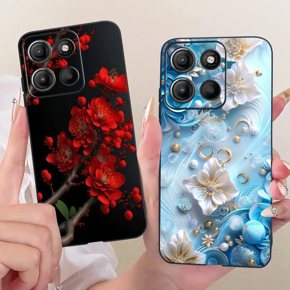 Stylish Flowers Painted Soft TPU Phone Case Cover - Universal Design