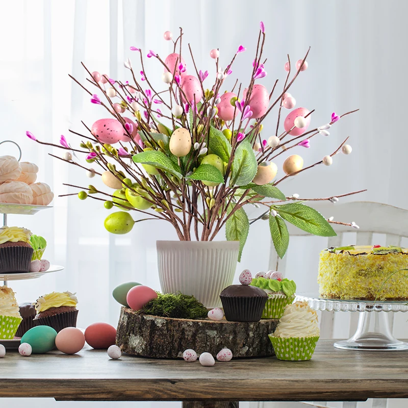 MyGift 6 Inch Decorative Floral Resin Egg - Spring Pastel Table Centerpiece, Easter Home Decor