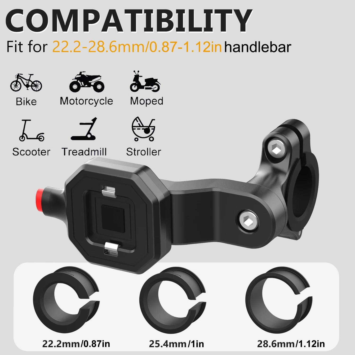Waterproof Bike & Motorcycle Phone Holder with Handlebar Base and Touchscreen