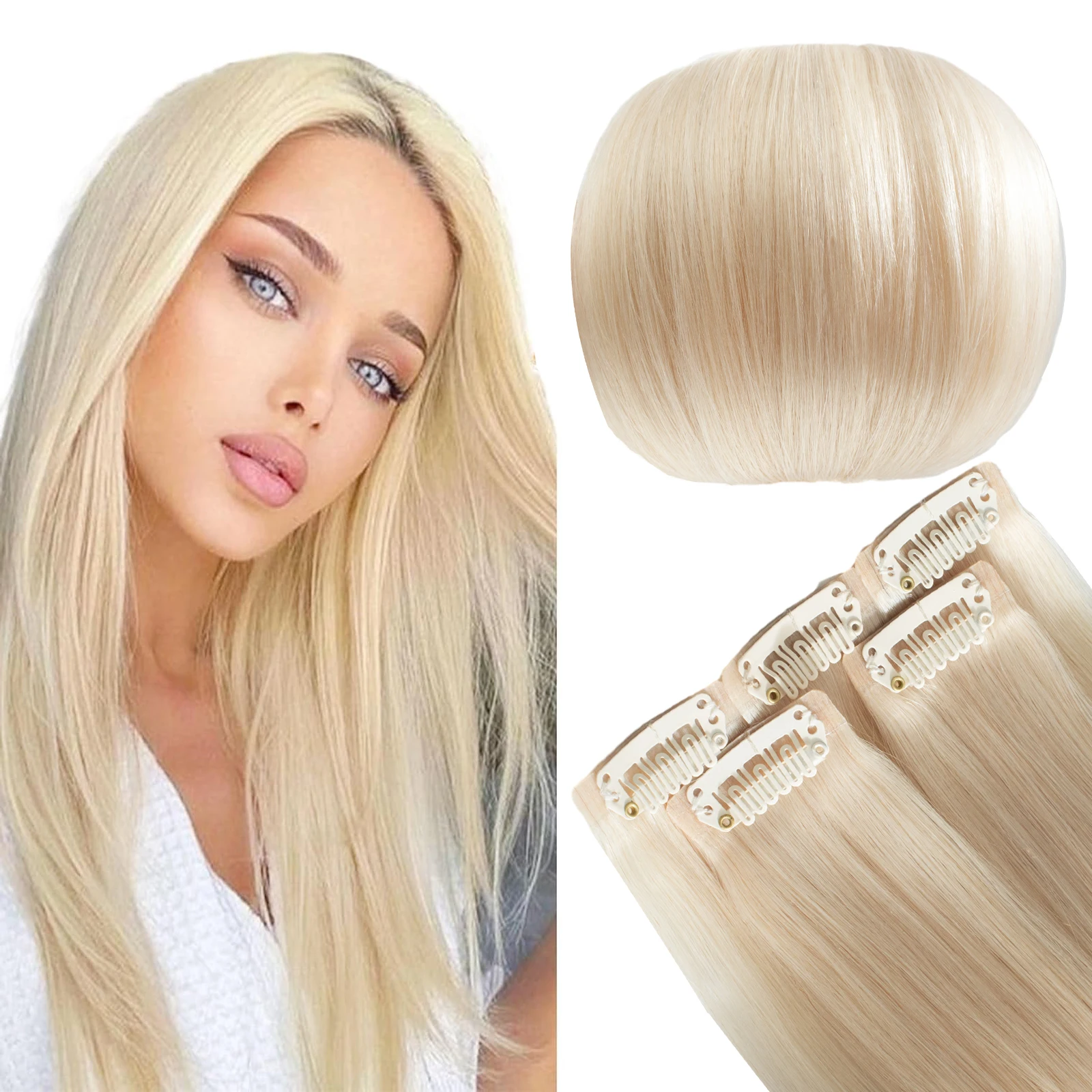 Kayla PU Seamless Clip In Hair Extensions 30g 5pcs Invisible Hidden Clip Ins 100% Human Hair