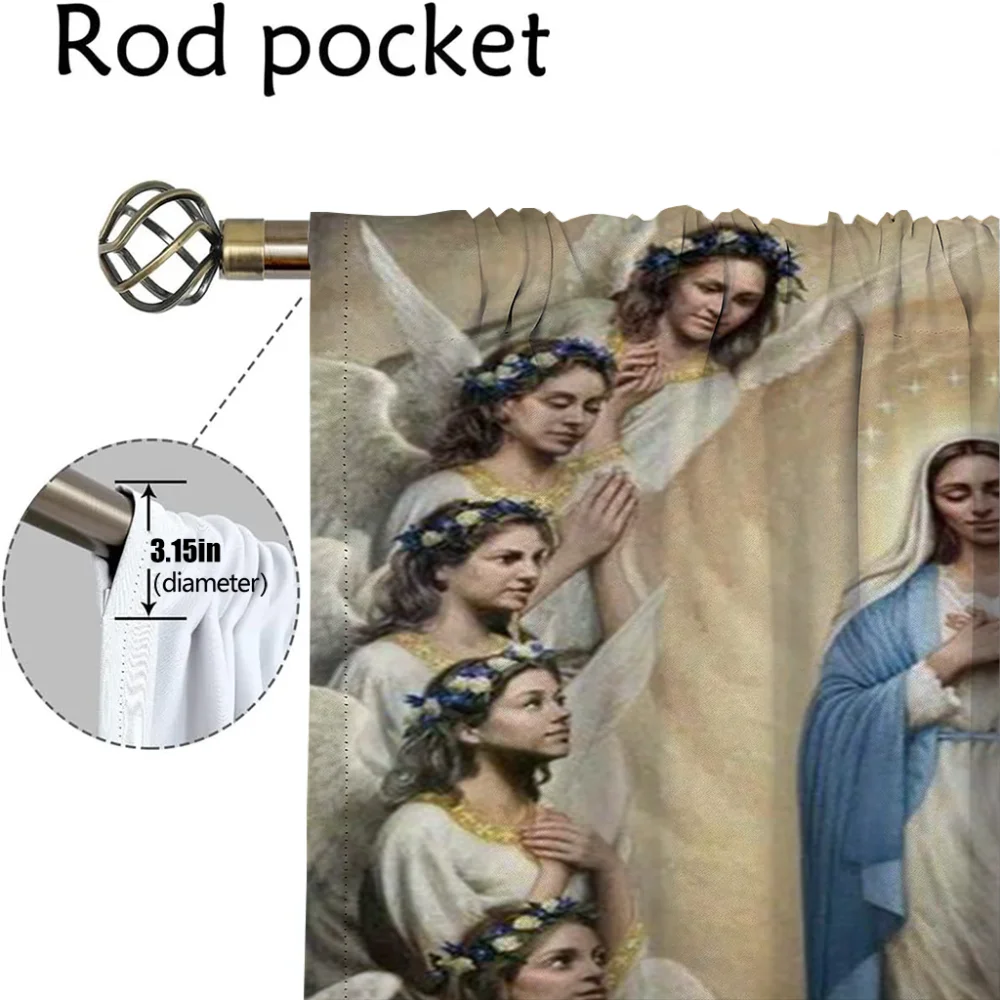 Virgin Mary Blackout Curtains for Camera Halloween Decoration Modern Living Room Curtains 2 Pieces Partition Shades Curtain Home 4