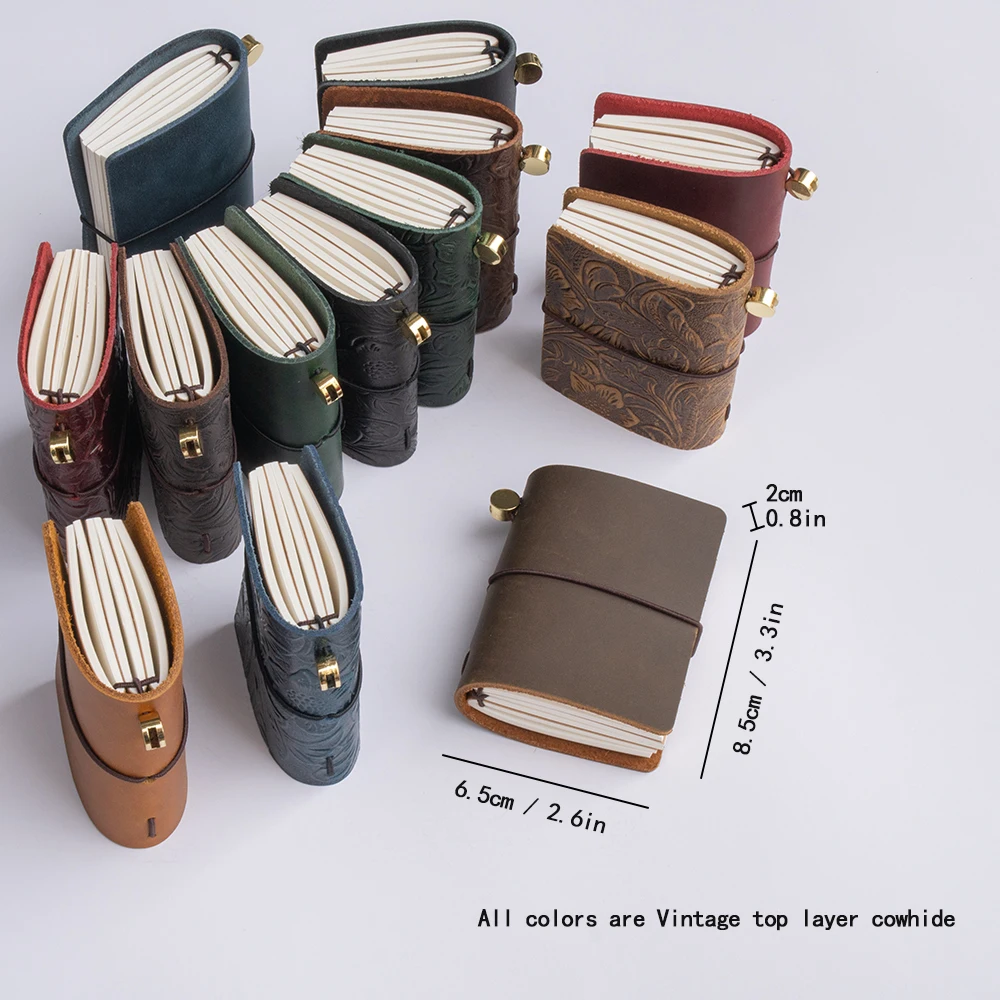 빈티지 가죽 여행자 노트: 3 x 32 페이지 리필, 100g 종이, 맞춤형 가죽 일기장, 휴대용 일기장