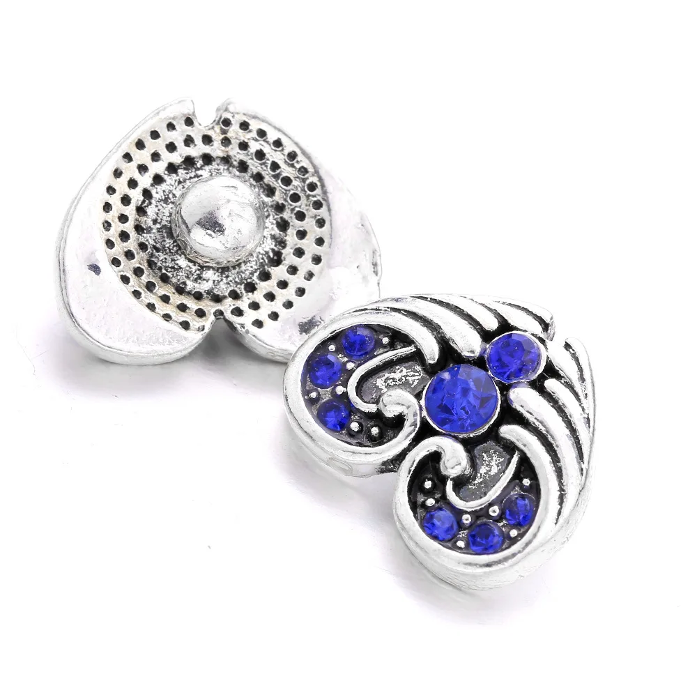 30pcs New 12mm Snap Buttons Jewelry Heart Metal Rhinestone Flower Mini 12mm Snap Buttons Bracelets Necklaces