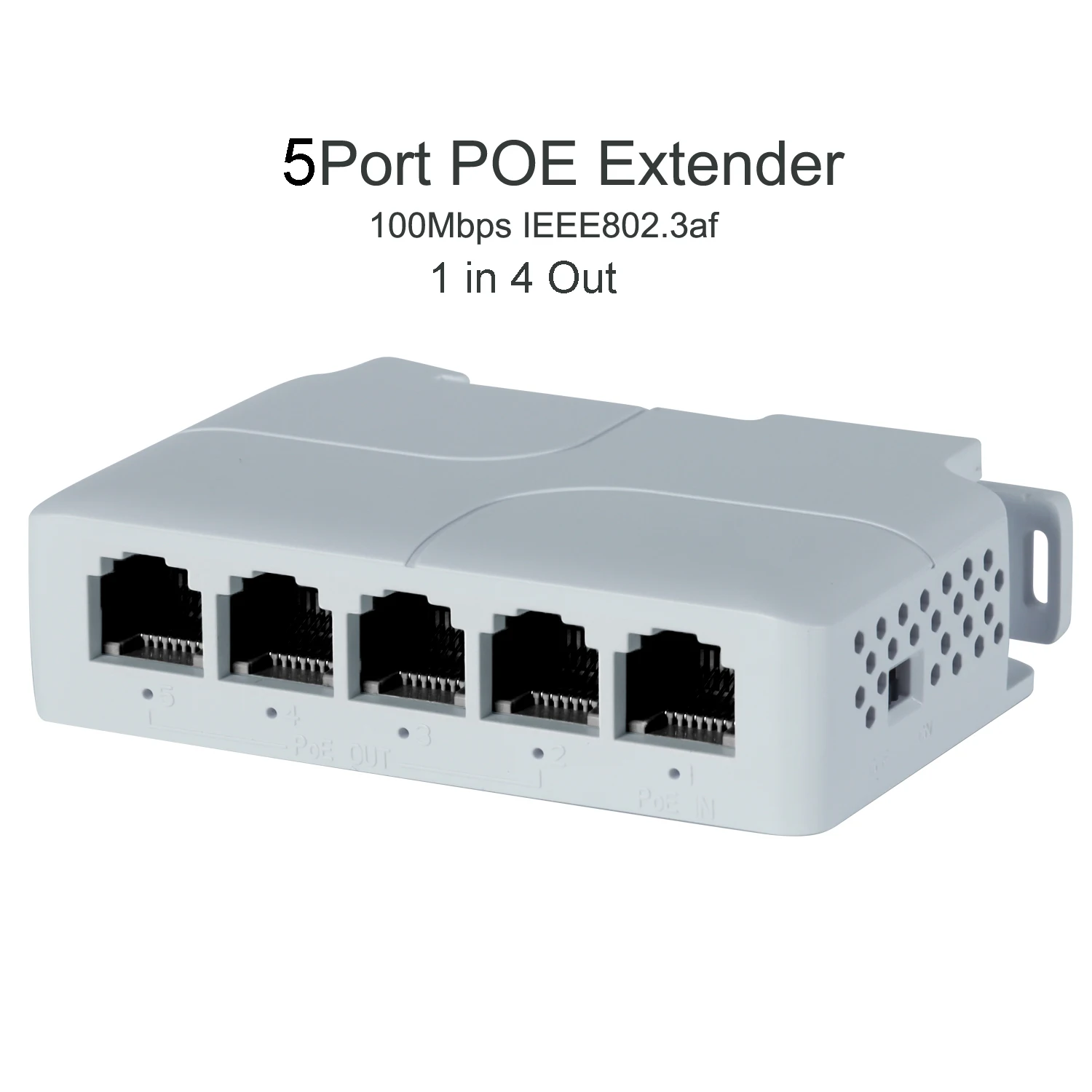 PoE 스위치 NVR IP 카메라용 네트워크 스위치 리피터, IEEE 802.3af 포함, 5 포트 POE 익스텐더, 90W, 10 Mbps, 100Mbps, 1 인 4 아웃 100 미터