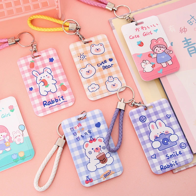 Girly INS Cute Cartoon Slide Photocard Holder keychain Card holder Kpop Card protectors Sleeves Bus Card Cover Korean Stationery takara tomy summer hello kitty thin section boys and girls outdoor sunscreen breathable ice sleeves students cute sleeves