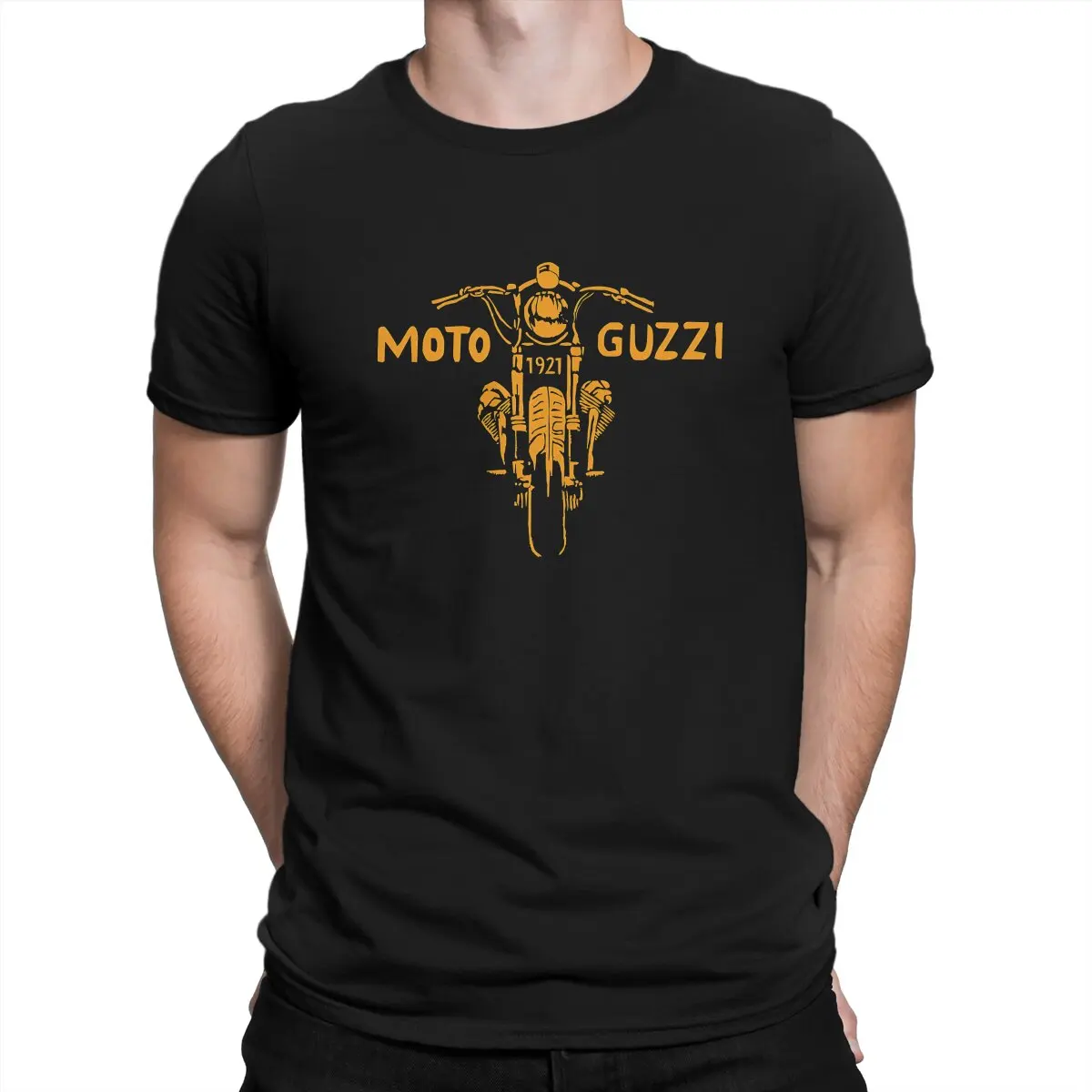 Moto Guzzi Washed Orange Unique Polyester TShirt Motorcycle Top Quality New Design Graphic  T Shirt Short Sleeve