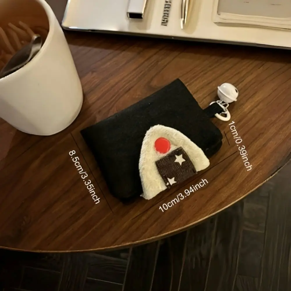 Multi-Purpose Cute Rice Ball Card Holder Canvas Small Bag ID Bag Coin Purse Wallet Money Card Integrated Portable Storage Bag