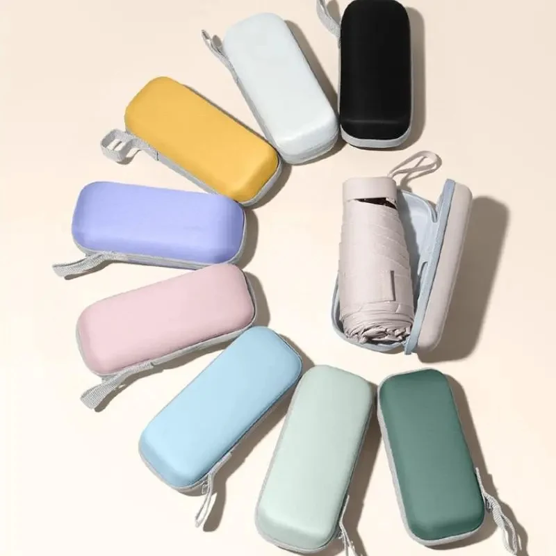 Mini Portable Umbrella Sun Umbrella With Case Set Parasol Rain and Shine Dual Use Unisex Travel Protable Folding Pocket Mini mini umbrella mini sun umbrella folding umbrella sun umbrella