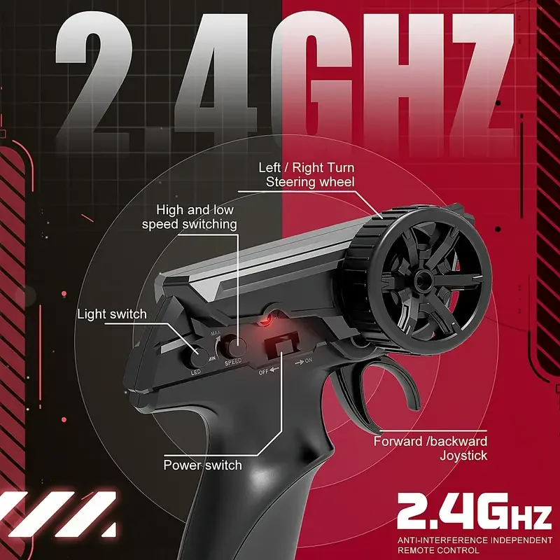 전문가용 RC 드리프트카 4륜구동 2.4G 무선 조종 1:24 스케일 교체 가능 타이어 LED 조명 포함 수집용 모델 레이싱카 장난감