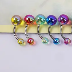 5PCS Pearl Acrylic Painted Belly Button Piercing Set - Elegant Barbell Collection (StyleC)