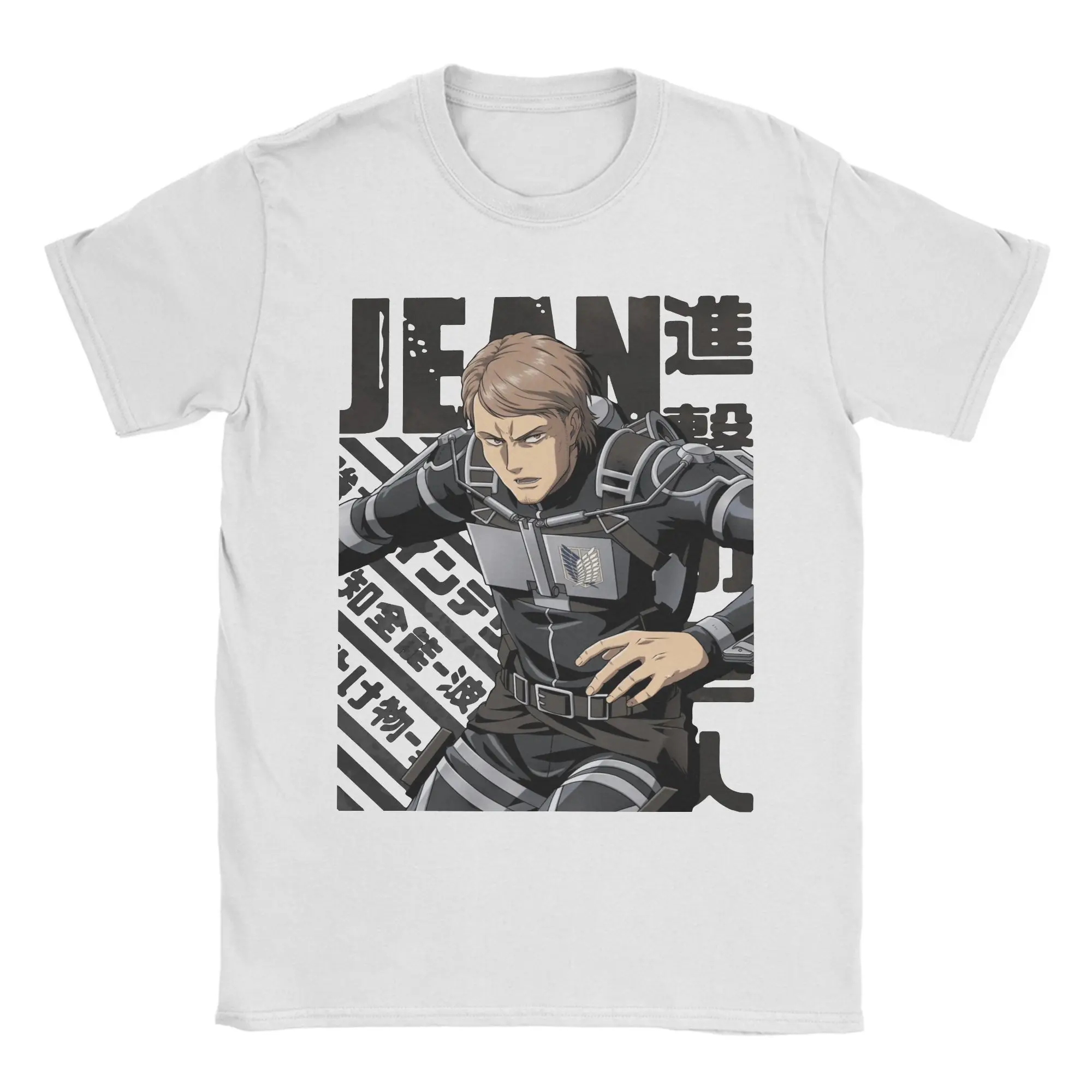 Shingeki no Kyojin Jean Kirstein T-Shirts Herren Attack on Titan Freizeit-T-Shirts aus Baumwolle mit O-Ausschnitt und kurzen Ärmeln