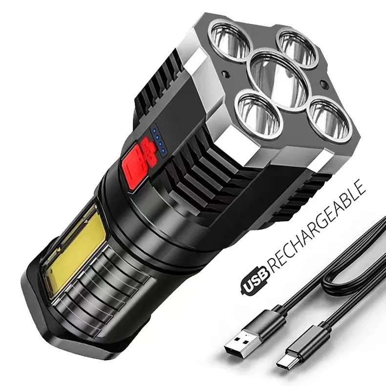 

zk30 High Power Four-cell LED Torch USB Rechargeable Powerful LED Torch Super Bright Torch COB Portable Light Camping Lantern