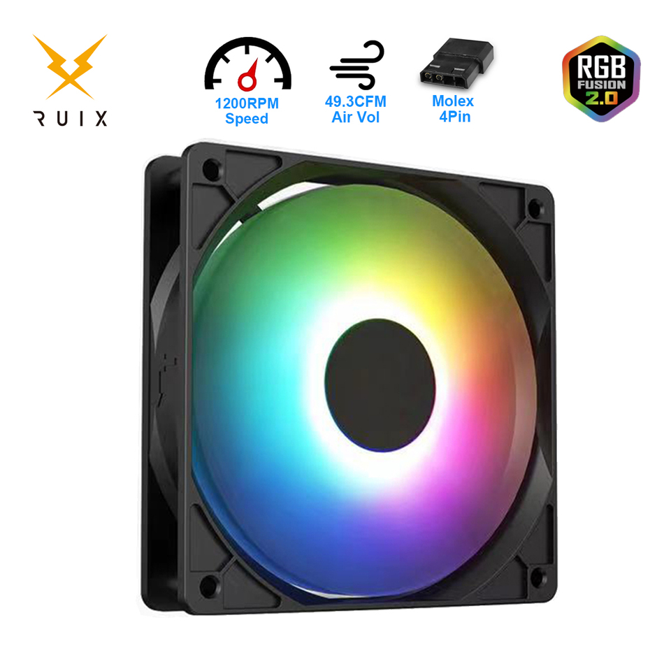 Ruix RX-133 PC Case Cooler Fixed Color RGB Gabinete Fans 120mm PC Cooling Fan Rainbow RGB Molex 4Pin Socket PC Gamer Parts