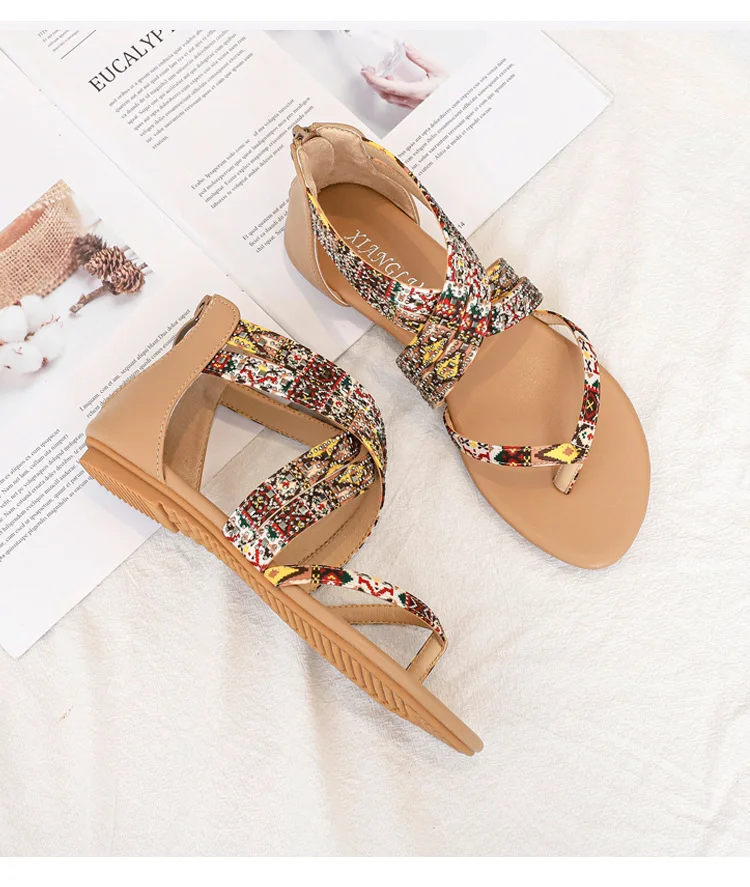 

Bohemian Sandals Summer New Casual Ethnic Style Roman Versatile Flat Bottom Women's Shoes 1407-87
