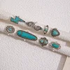 8Pcs set Vintage Bohemian Crystal Turquoise Stacking LOVE Rings Knuckle Rings Lightning Carved Rings Western Jewelry for Women 6