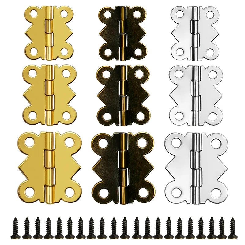 

20pcs Butterfly Hinges Jewelry Box Gift Wooden Music box Wine box with Screws And 3 Color 4 Size Iron hinges
