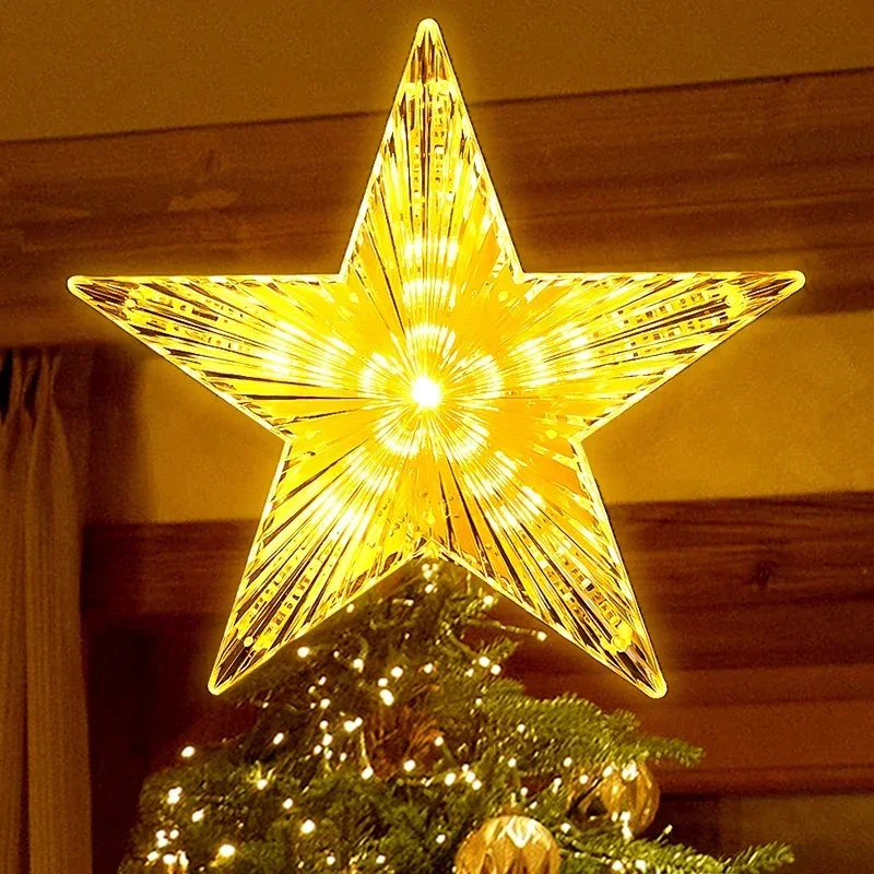 Christmas Star christmas tree decoration christmas star decoration christmas lamp decoration Tree Topper Lights LED Glowing Star Lamp Sparkling Night Light Xmas Tree Top Ornaments New Year Home Party Decor