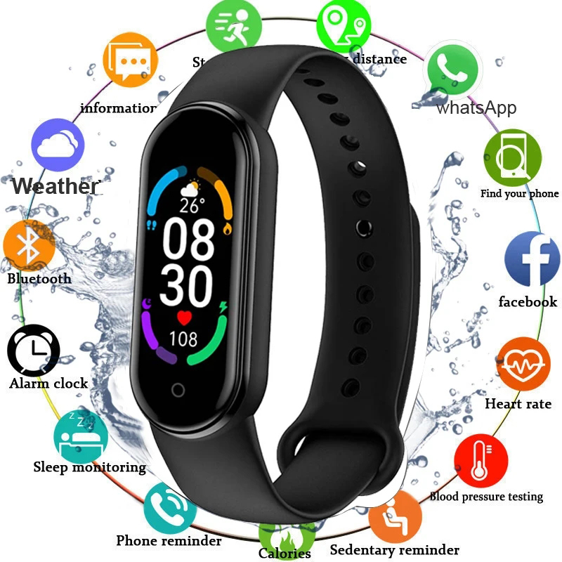 M6 Smart Watch Color Screen Step Counting Multi Sport Fitness Mode Message Reminder Photography Music Remote Control Smart Band