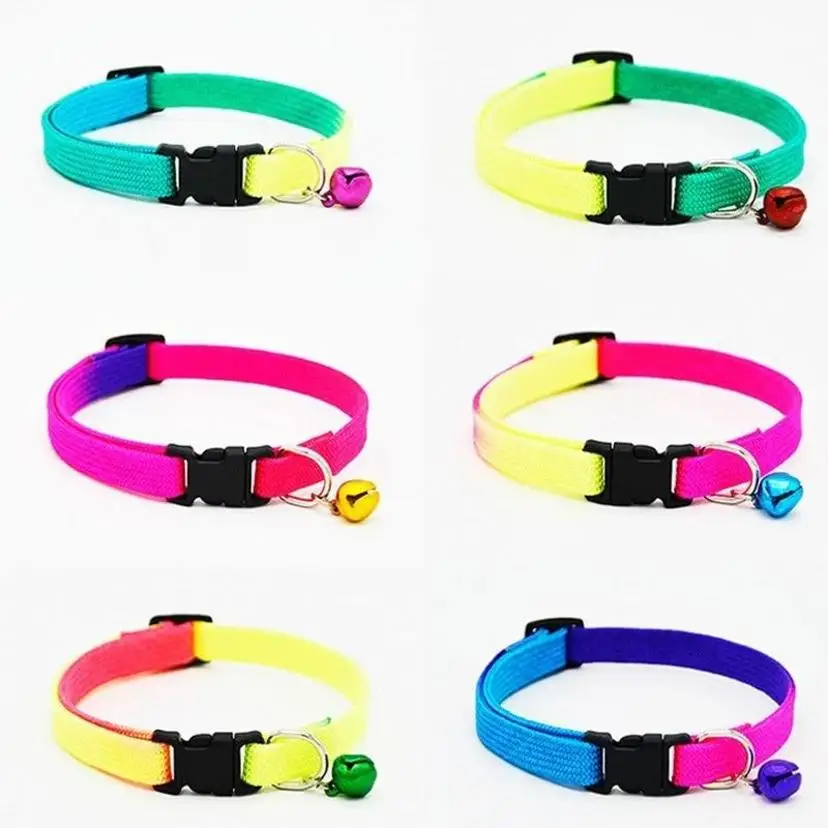 1 Pcs Random Candy Colors Quick Release Collars Pet Dog & Cat Nylon With Bell Adjustable Leads Accessories