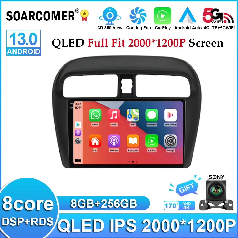 

Автомобильный радиоприемник 9 "Android 13 для Mitsubishi Mirage Attrage 2012-2018, GPS, DVD-плеер, стерео, мультимедиа, навигация, головное устройство 2Din, 2 Din