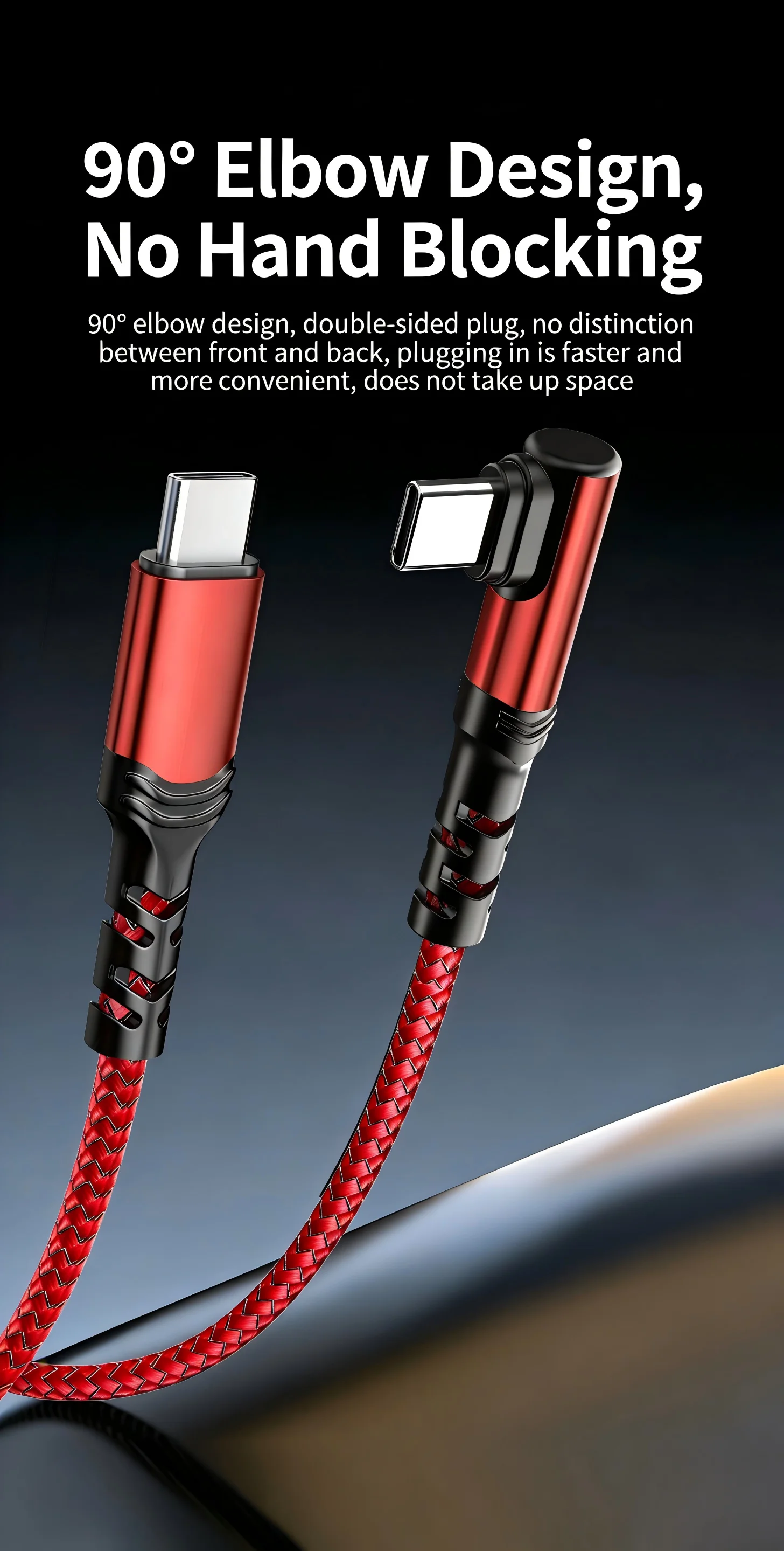 High-Power 120W USB-C to USB-C 90-Degree Fast Charging Cable