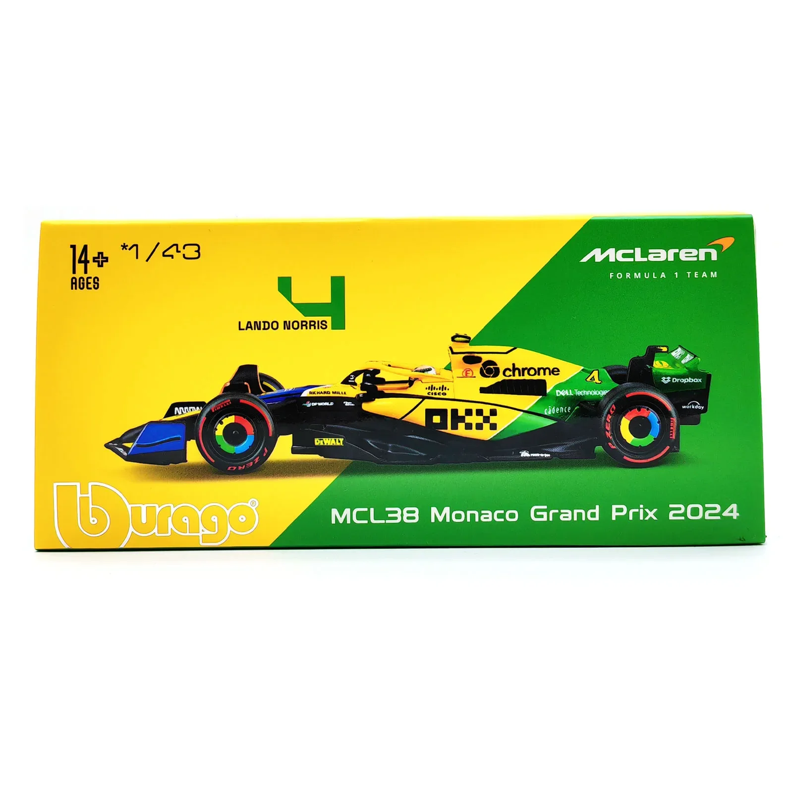 Bburago 1:43 2024 F1 Mclaren MCL38 Monaco Grand Prix Alloy Car Miniature Diecast Model #4 Lando Norris #81 Oscar Piastri Toy 6