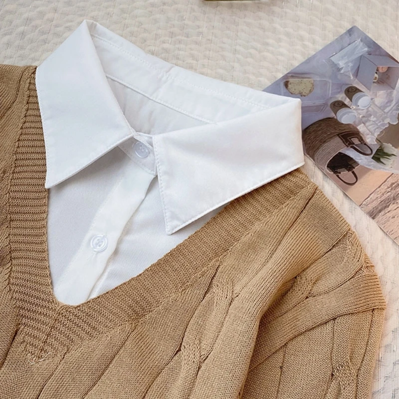 Jersey informal en con cuello para mujer, suéter, Tops, cuello