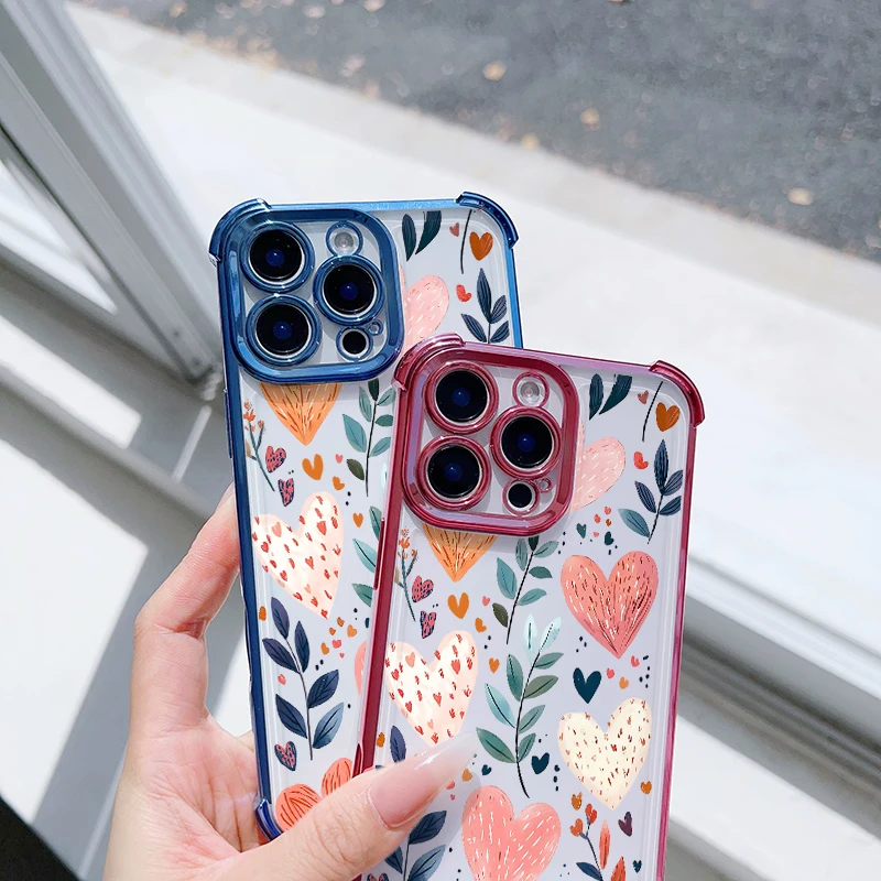 Graffiti Heart Flower Clear Soft TPU Phone Case