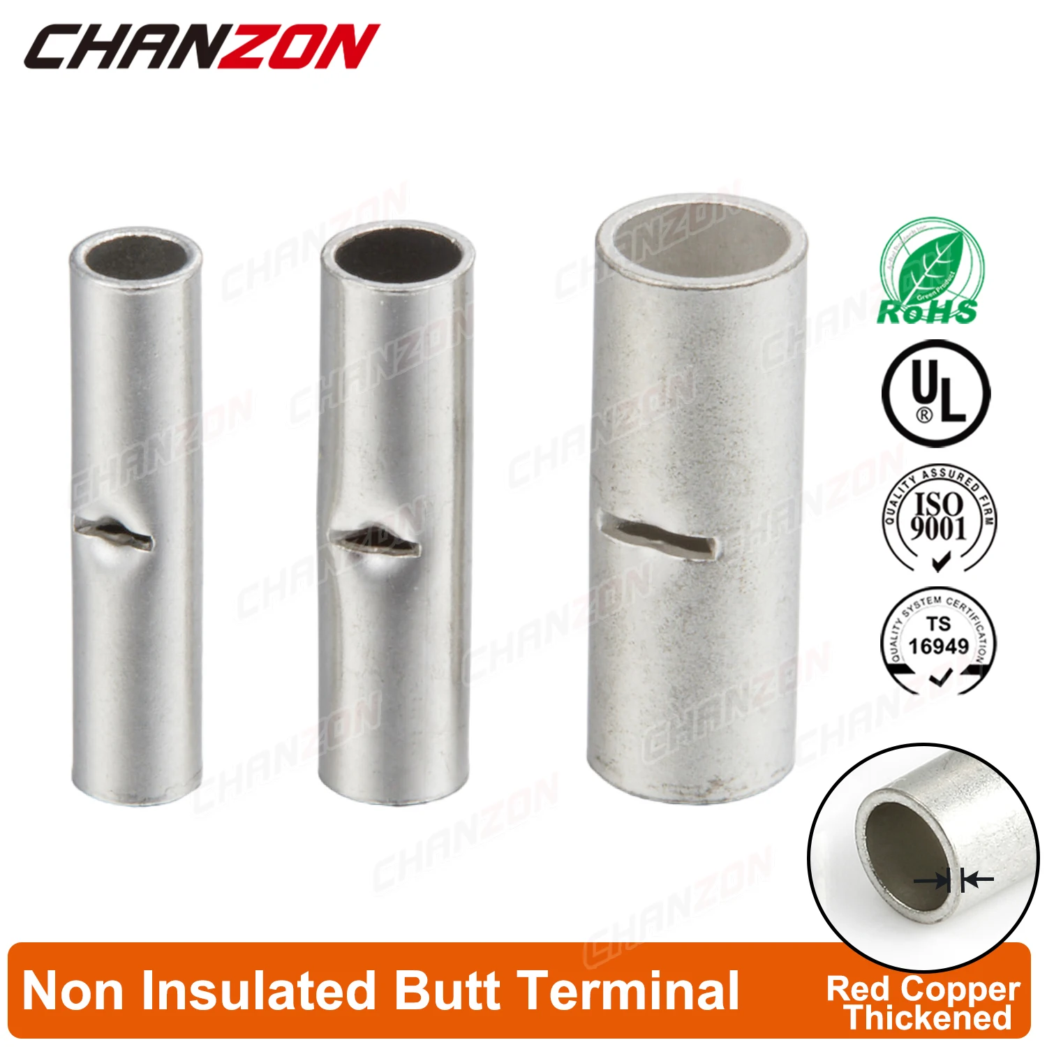 50PCS BN1.25 BN2 BN5.5 Tinned Red Copper Non Insulated Butt