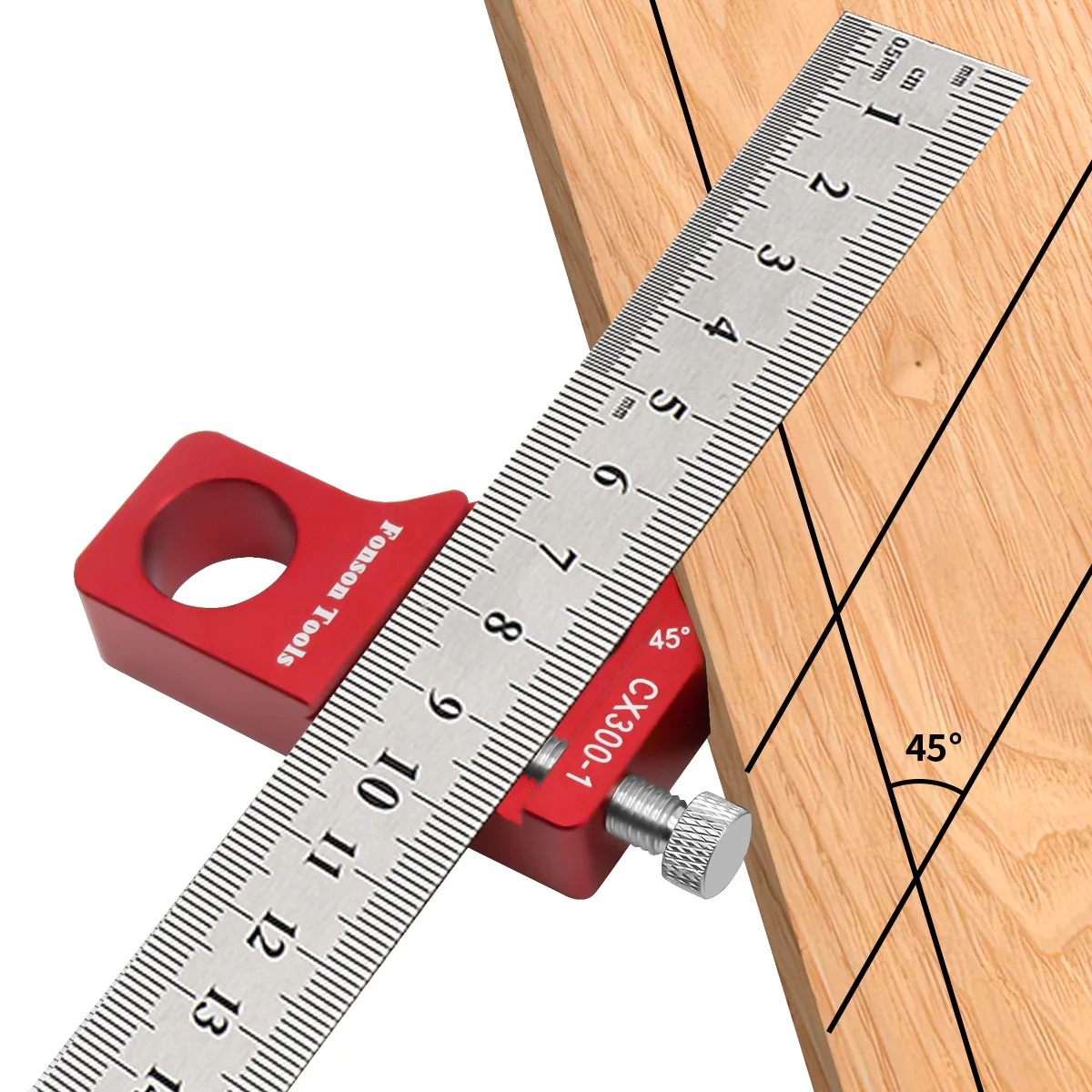 Eindmaatset Messing Hoek Kraspen Locator Gauge Timmerwerk Positionering Blok Locator Houtbewerking Gereedschap Hoek Vaste Universele Gauge(With ruler A
