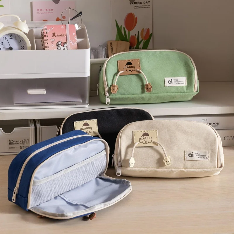 

Creative Puppy Cute Pencil Box Portable Canvas Stationery Bag Student Learning Supplies Storage Bag Boys And Girls Pen Bag Gift