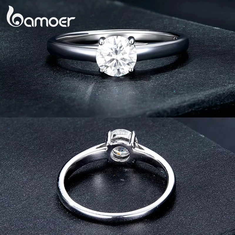 Moissanite Ring 925 Sterling Silver Engagement Ring Solitaire 4 Prongs Eternity Band For Women silver rings,silver ring,moissanite ring,wedding rings